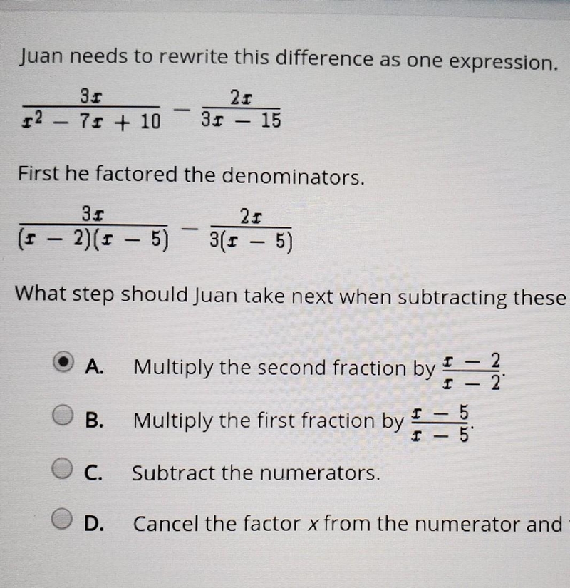 HELP SUMMER ALGEBRA 2! the rest of the answer d is numerator and denominator of both-example-1