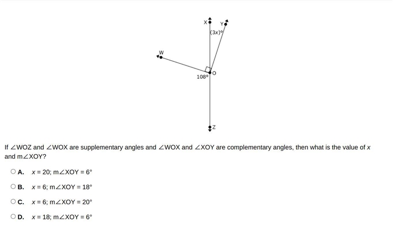 If ∠WOZ and ∠WOX are supplementary angles and ∠WOX and ∠XOY are complementary angles-example-1