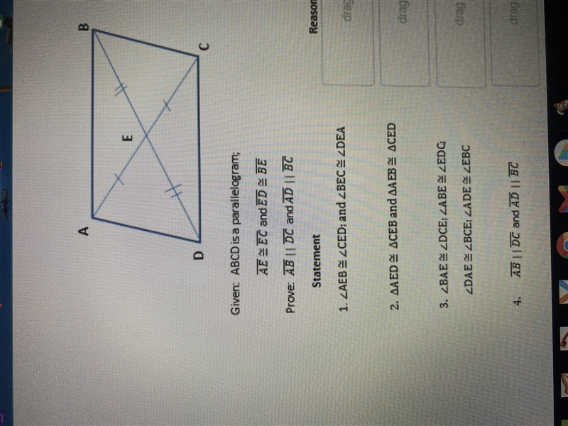 Drag each item to the appropriate space on the proof.-example-1