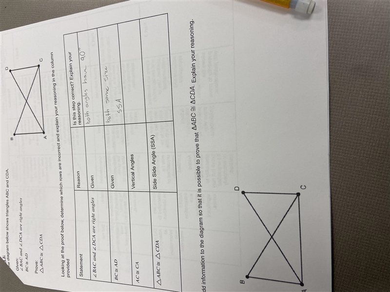 The diagram below shows triangle ABC NCDE angle B AC in angle DCA or right angle species-example-1