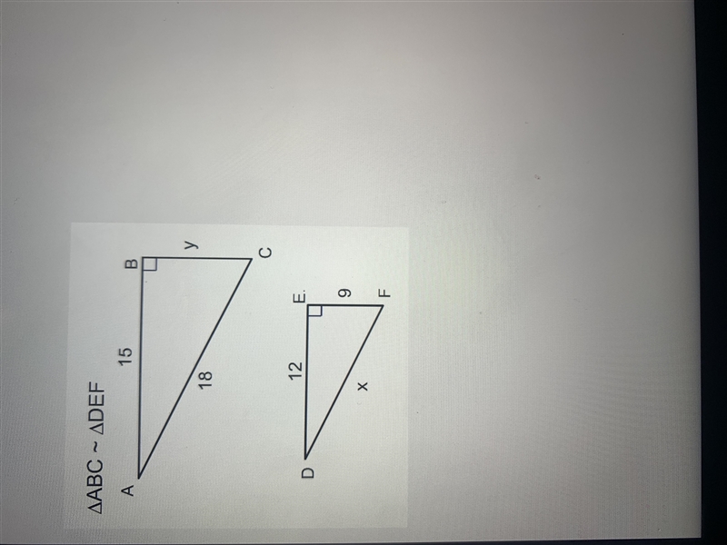 FIND THE SCALE FACTOR GIVEN TRIANGLE ABC~TRIANGLE DEF then USE THE THE SCALE FACTOR-example-1