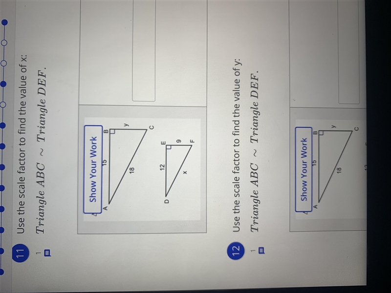 FIND THE SCALE FACTOR GIVEN TRIANGLE ABC~TRIANGLE DEF then USE THE THE SCALE FACTOR-example-2