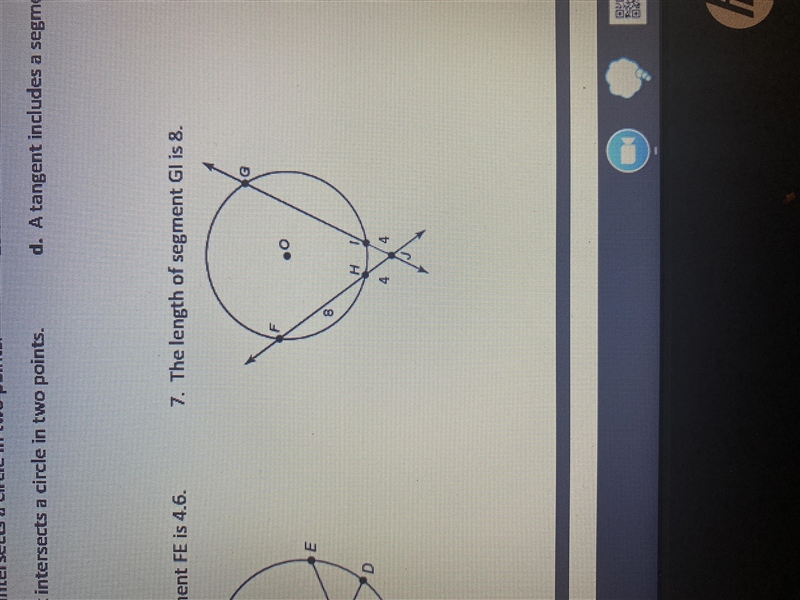 The length of segment GI is 8. True or false?-example-1