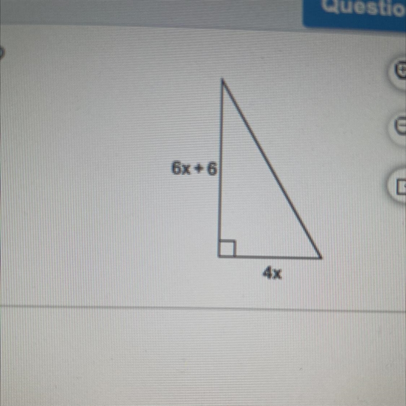 What is the length of the hypotenuse of the triangle when x=8?-example-1