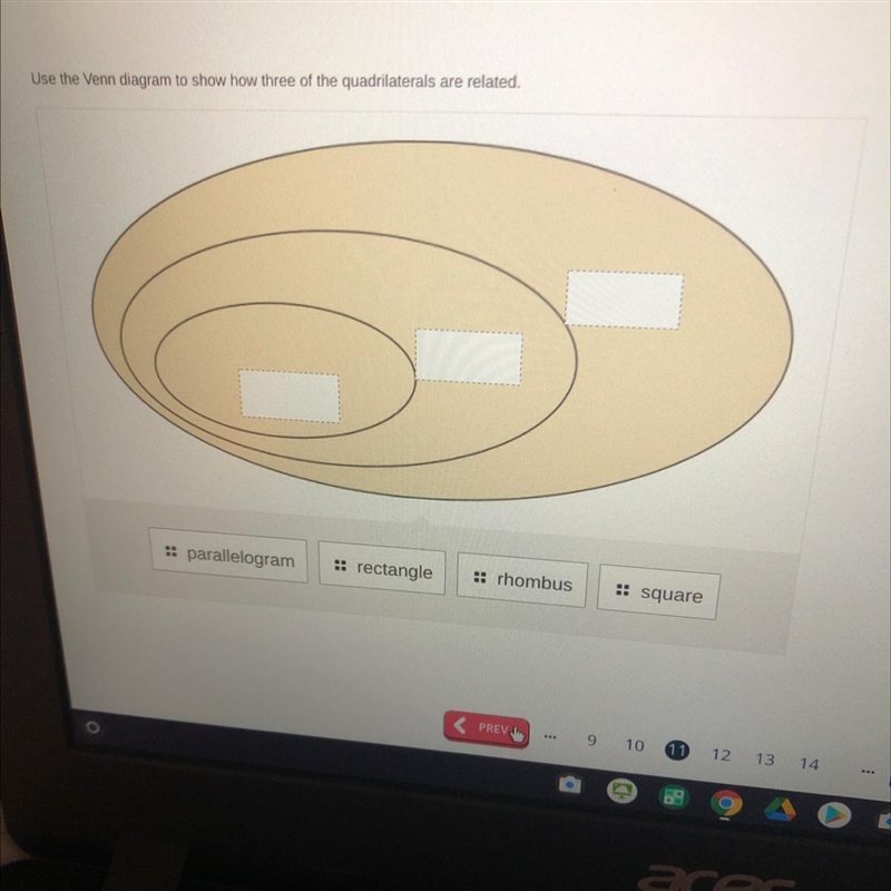 Using the ben diagram to show how three of the quadrilaterals are related-example-1