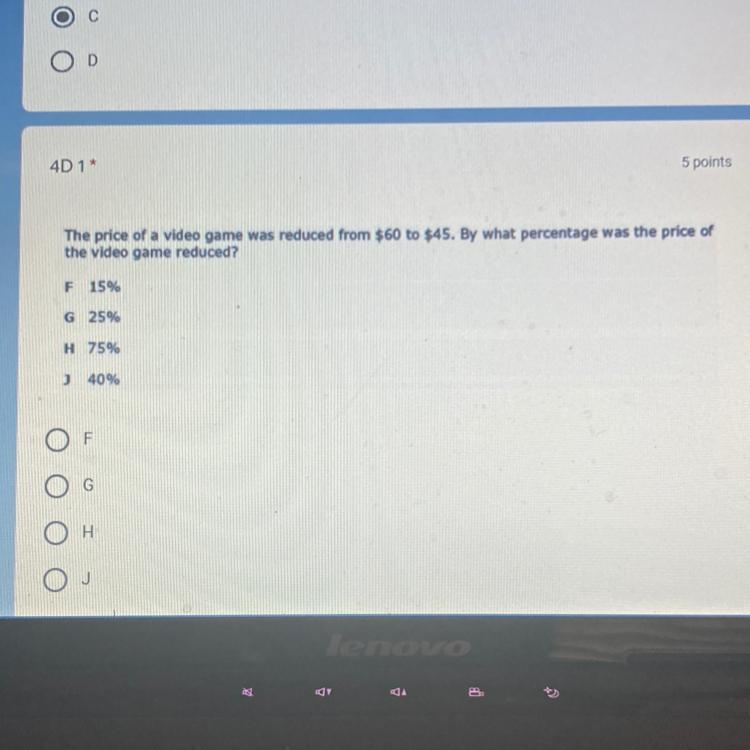 The price of a video game was reduced from $60 to $45. By what percentage was the-example-1