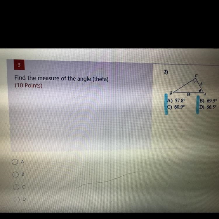 Find the measure for the angle of theta-example-1