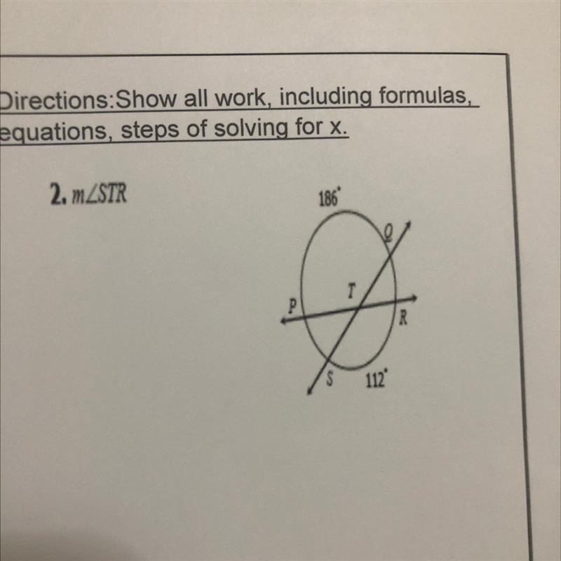 How to show work on this one topic is angles formed by 2 chords and secants-example-1