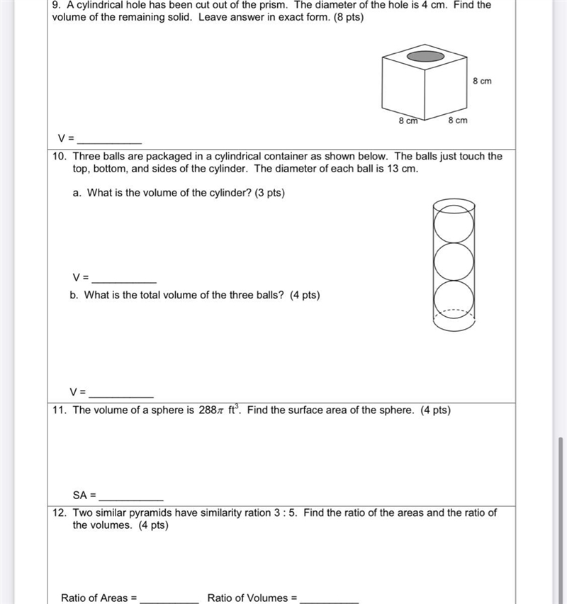 Please show work. The way that you solve for surface area and vol confuse me.-example-1