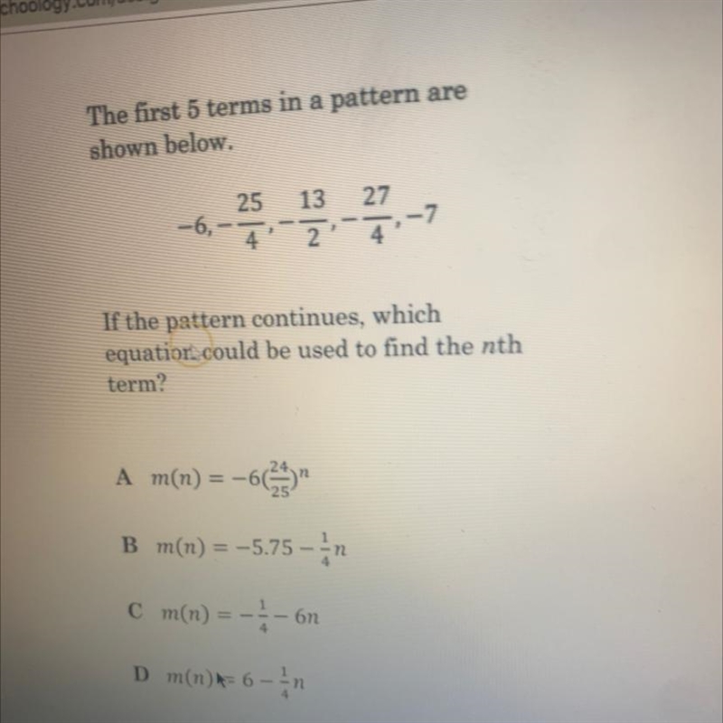 The first 5 terms in a pattern are shown below. 25 13 27 -6,-4' 2' 4-7 If the pattern-example-1