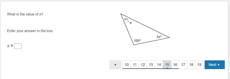 What is the value of x? Enter your answer in the box. x =-example-1