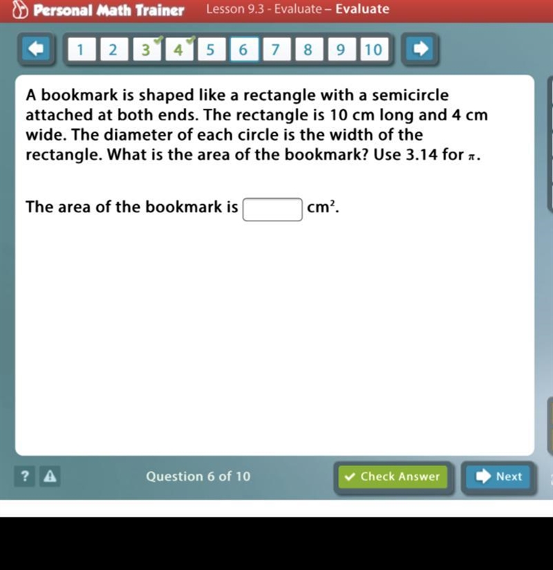 A bookmark is shaped like a rectangle with a semicircle attached at both ends. The-example-1