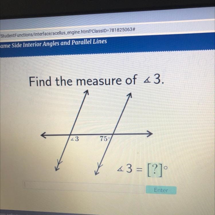 Us Find the measure of 43. <3 750 43 = [?]-example-1