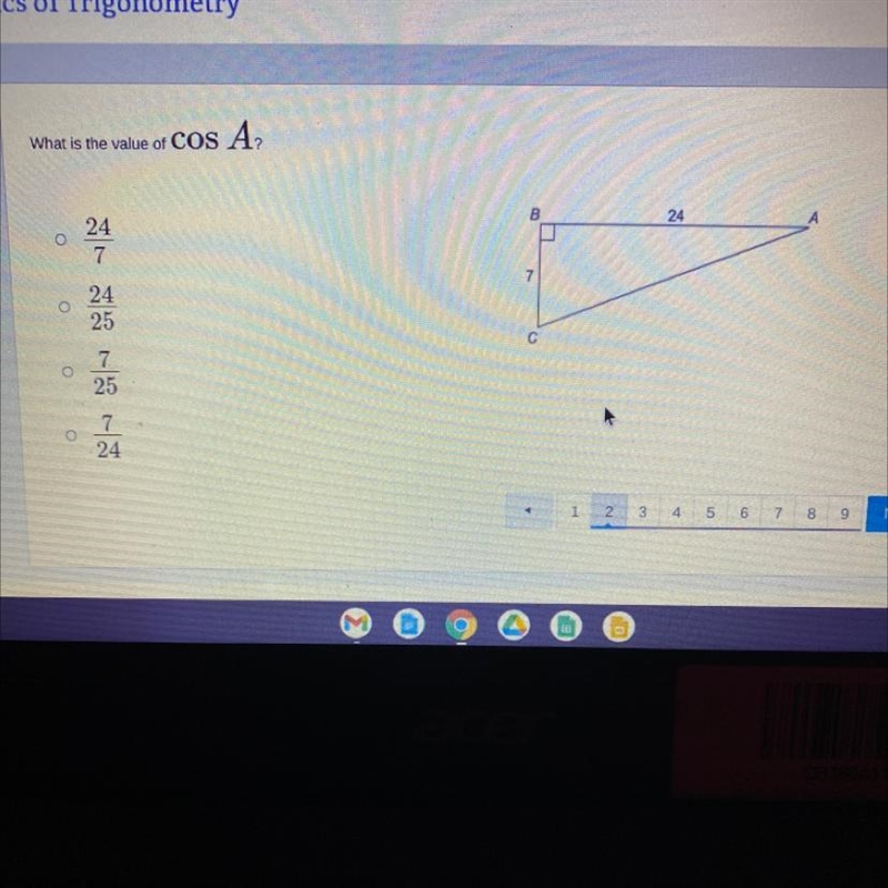 What is the value of cos A?-example-1