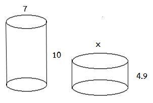 From the picture, two cylindrical glasses of the same capacity. Find the diameter-example-1