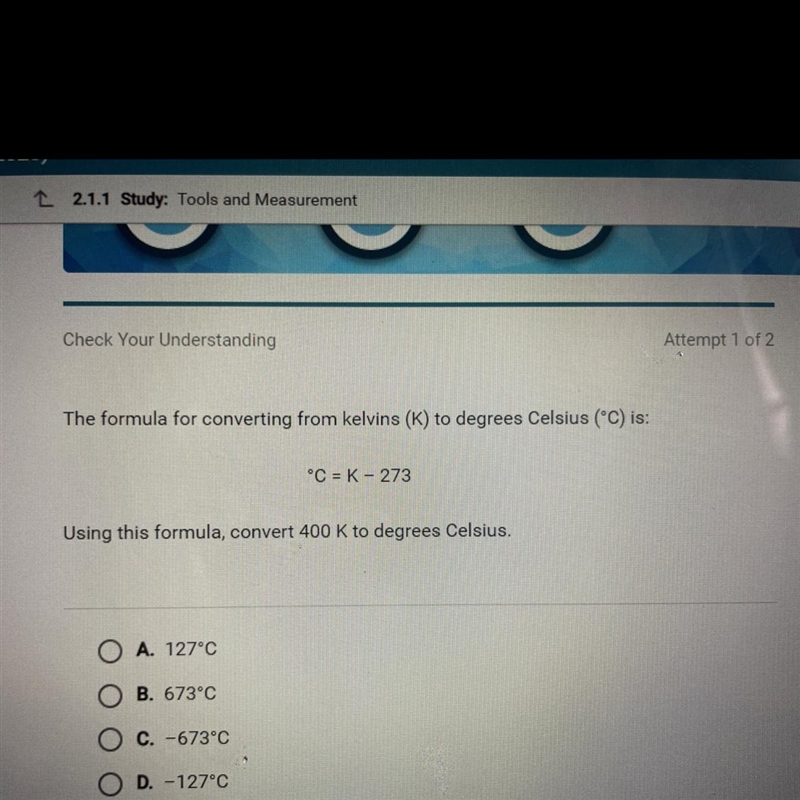 The formula for converting from kelvins (K) to degrees Celsius (°C) is: °C = K - 273 Using-example-1