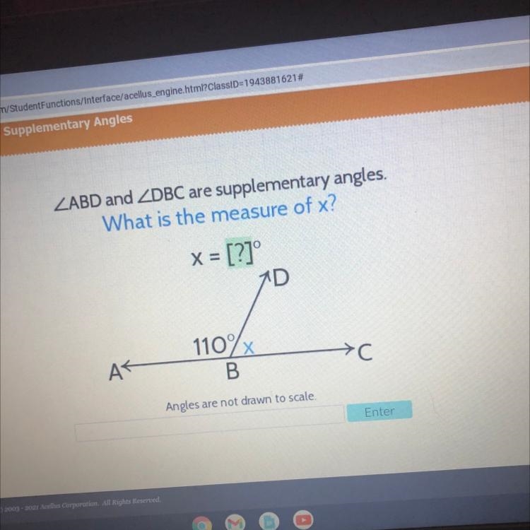 Status Recovery ZABD and ZDBC are supplementary angles. What is the measure of x? X-example-1