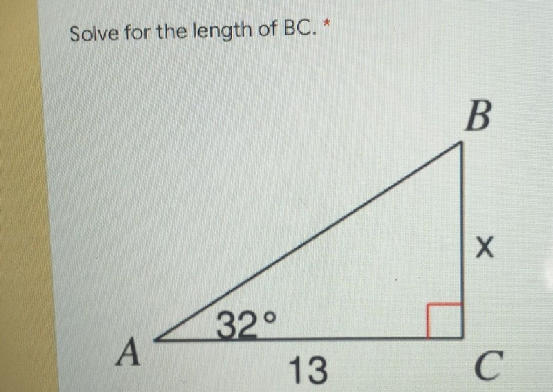 Solve for the length of BC. B X A 32 13 С Your answer​-example-1