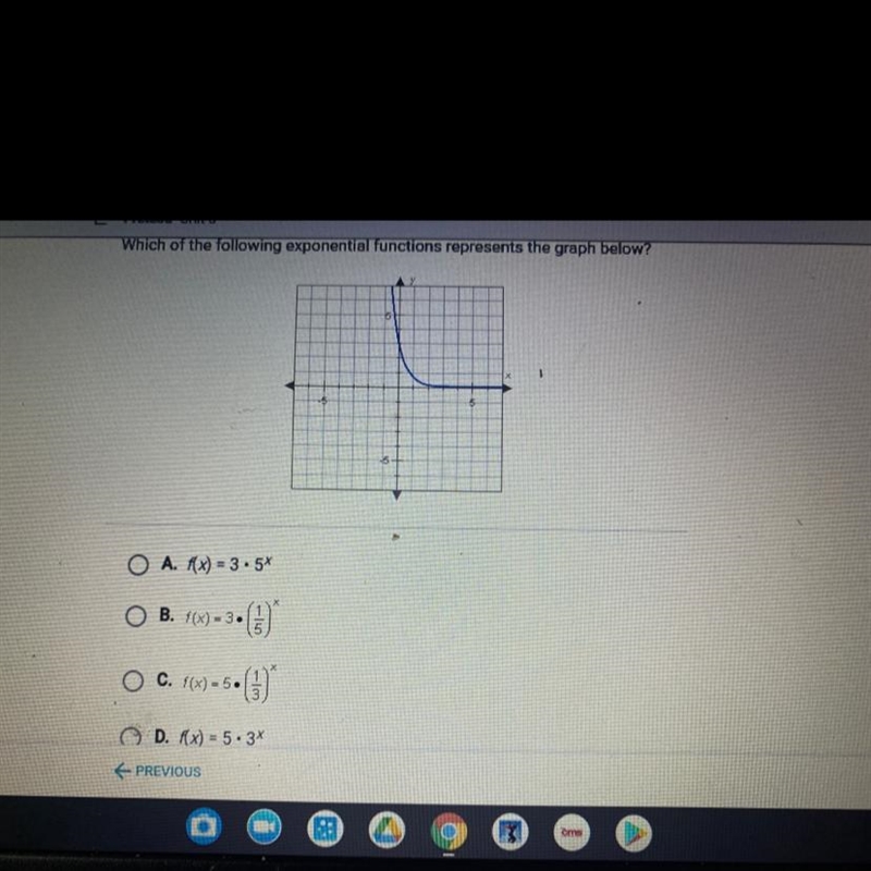 Which of the following exponential functions represents the graph below?-example-1