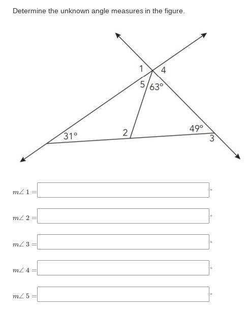 Determine the unknown angle measures in the figure. HELP NOW!!! please-example-1