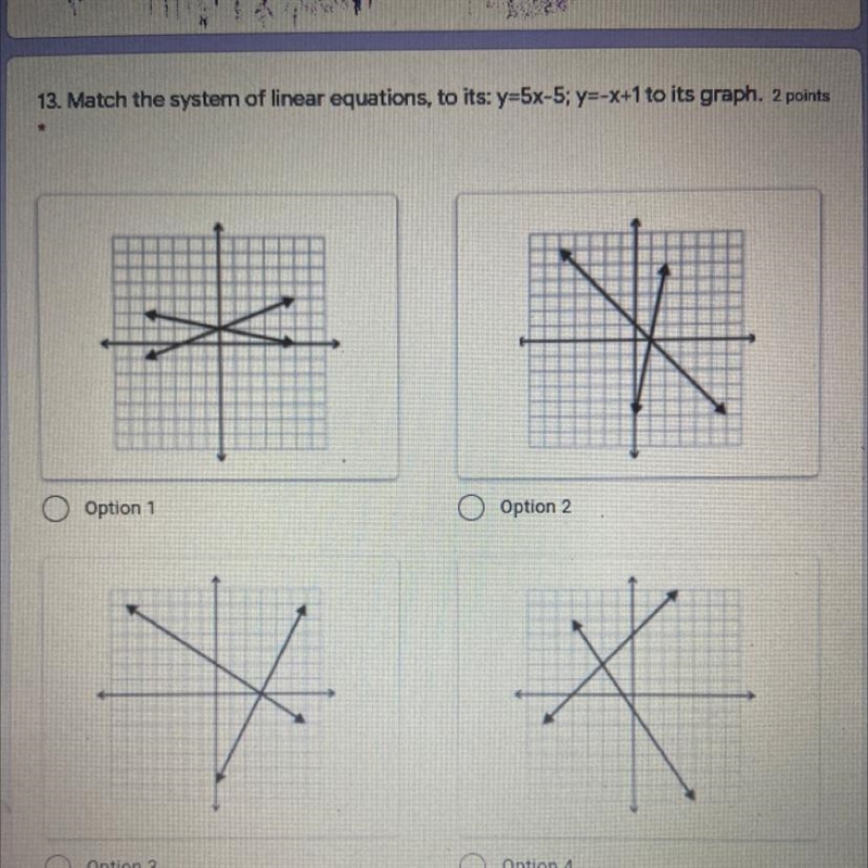 Match the system of linear equations, to its graph.-example-1