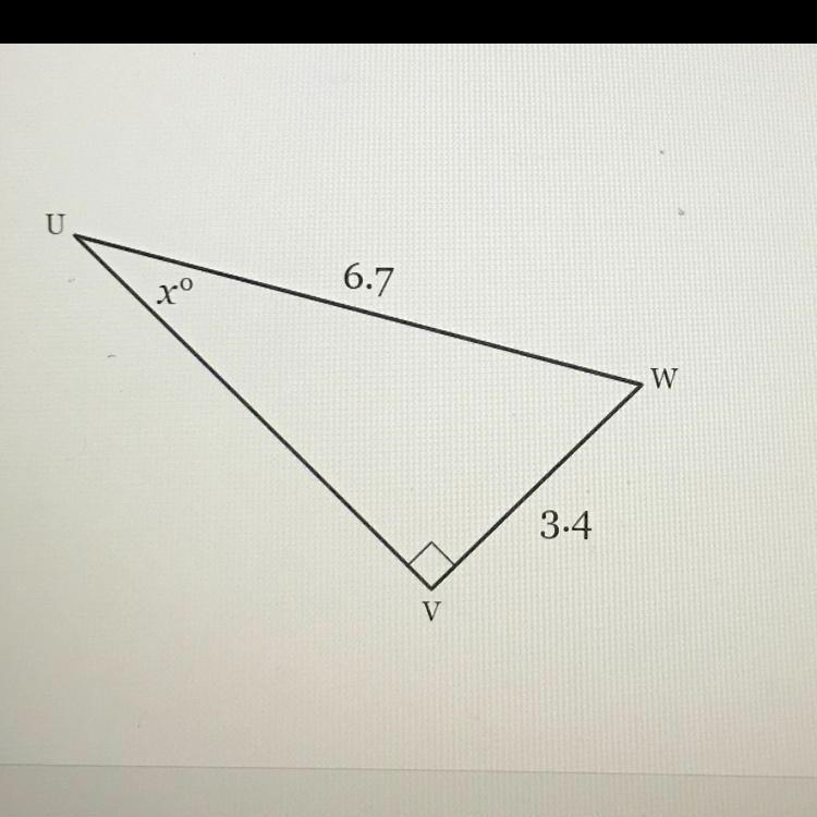 Solve for x. Round to the nearest tenth of a degreee, if necessary Using Trig to find-example-1