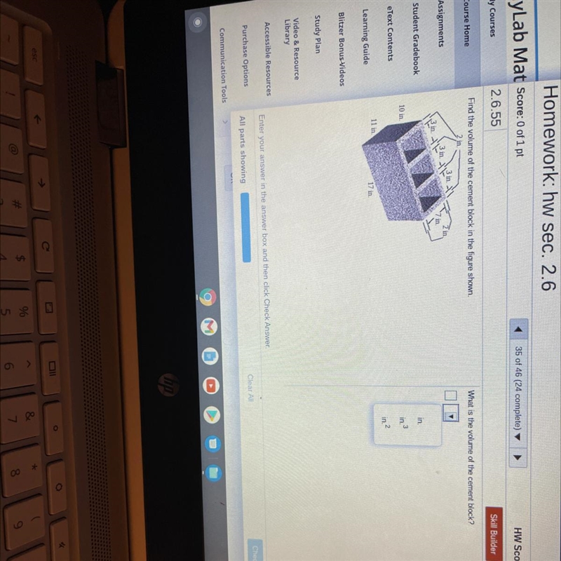 Find the volume of the cement block in the figure shown. Please help :)-example-1