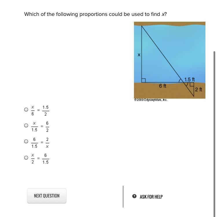 Which of the following proportions could be used to find x?-example-1