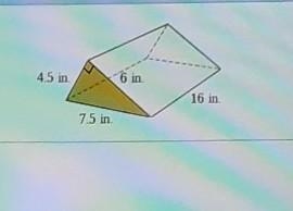 A block of wood has the shape of a triangular prism. The bases are right triangles-example-1