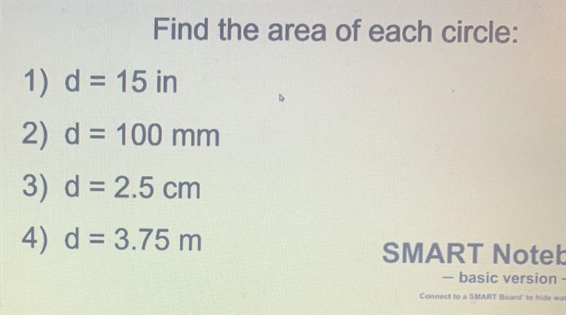 Please answer these 4 questions please find the diameter of each circle-example-1