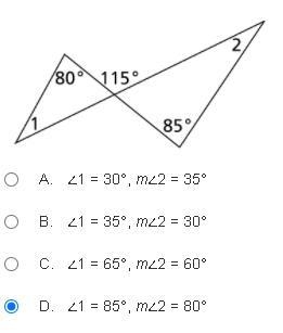 What are m∠1 and m∠2?-example-1