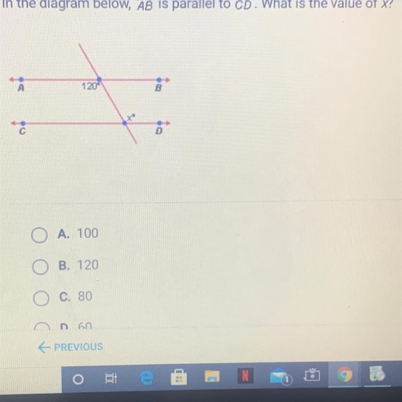 In the diagram below AB is parallel to CD . What is the value of x ?-example-1