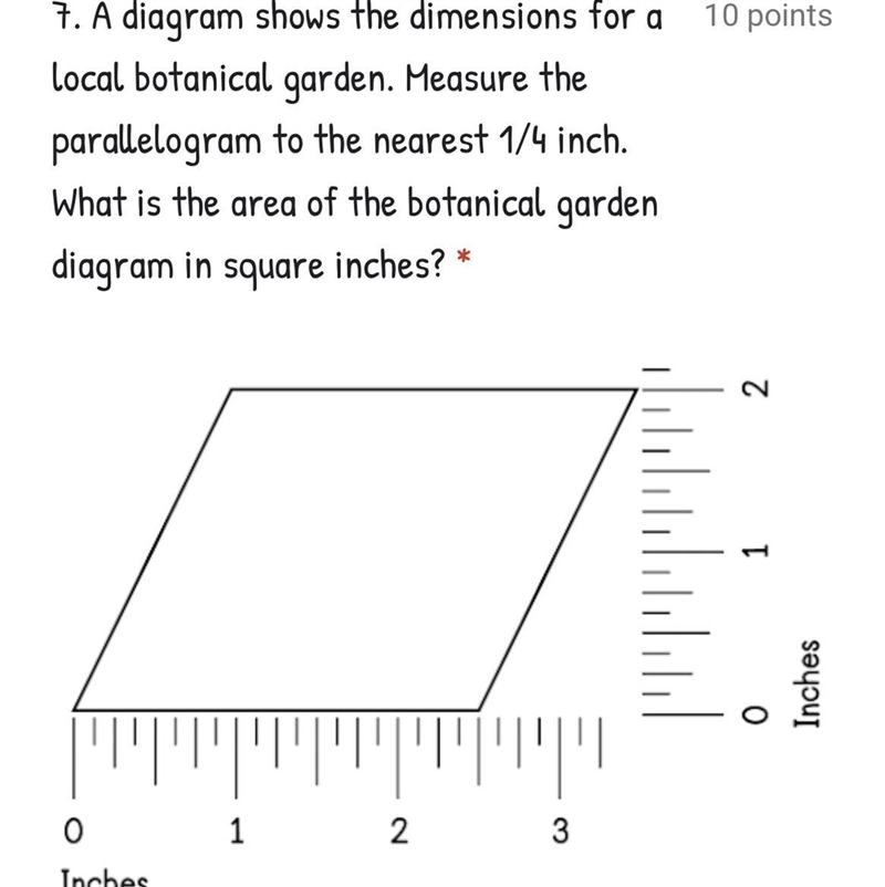 A diagram shows the dimensions for a local botanical garden. Measure the parallelogram-example-1