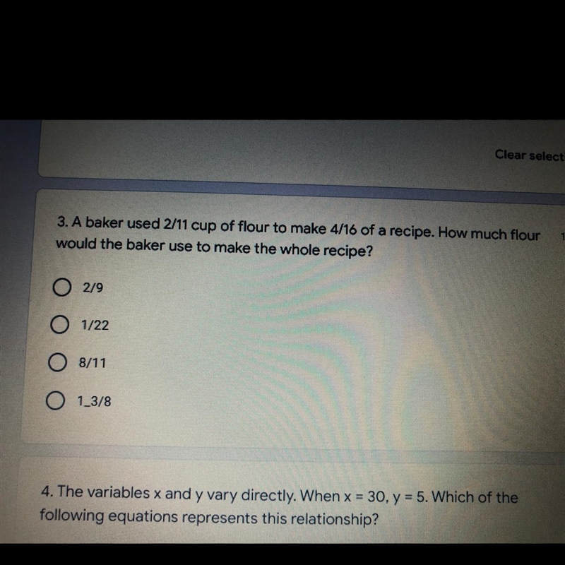 A baker used 2/11 cup of flour to make 4/16 of a recipe. How much flour would the-example-1