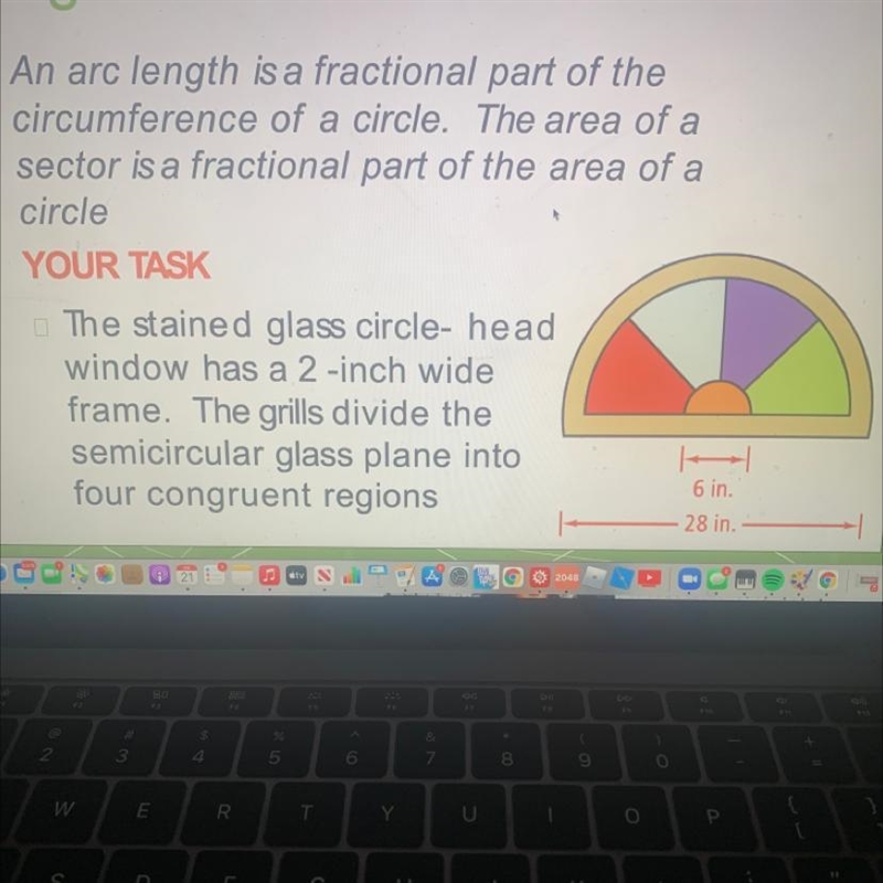 How would i find the area of the blue region and the perimeter of the outer window-example-1