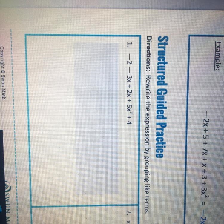 1. -2- 3x + 2x + 5x + 4 Does Someone know how to do the work for this question?! Need-example-1