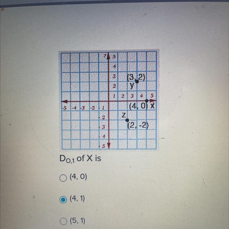 Need help really bad Do,1 of X is (4,0) (4,1) (5,1)-example-1