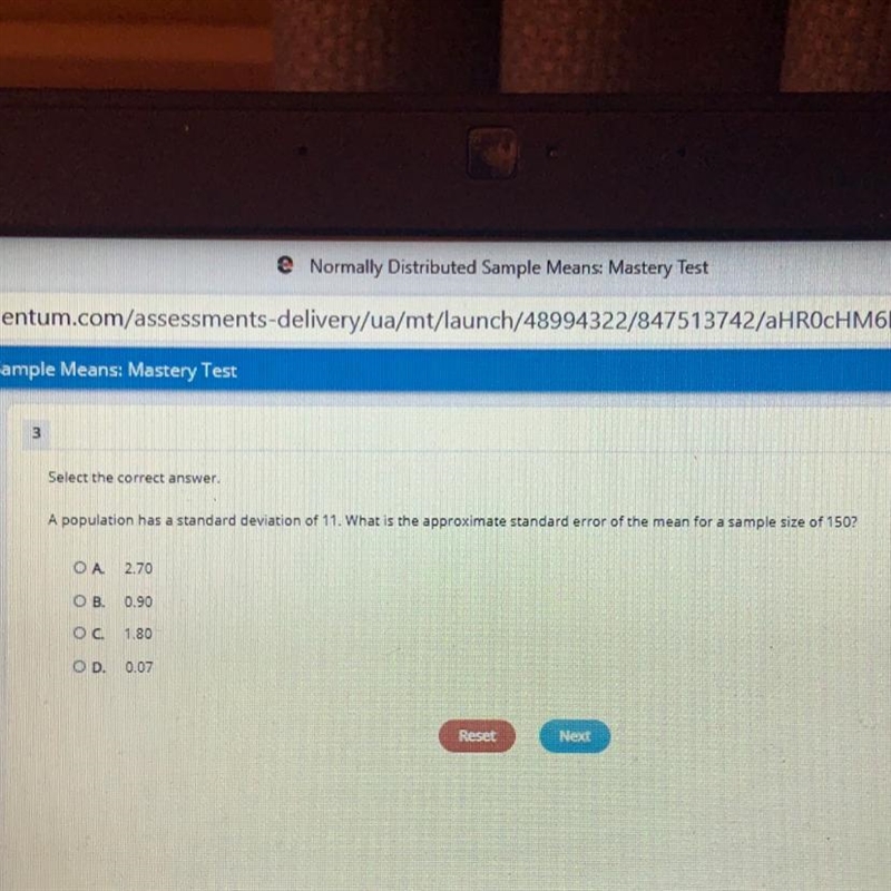 A population has a standard deviation of 11. What is the approximate standard error-example-1