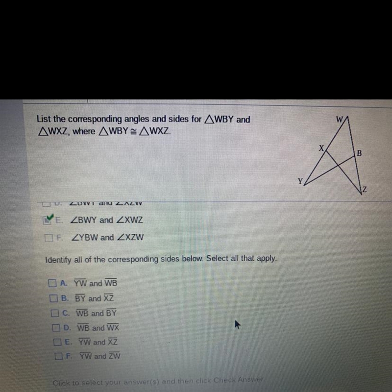 Identify the corresponding sides-example-1