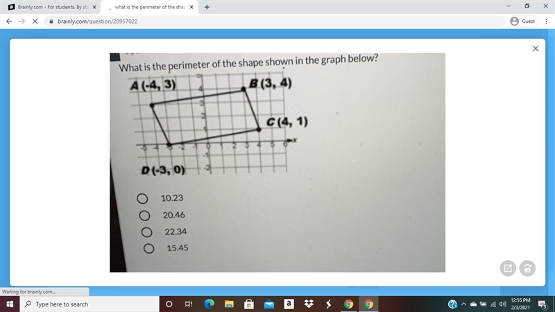 What shape is this I will include an image. Pls help asap A. Rectangle B. Parallelogram-example-1