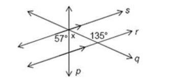 What's the value of x in the figure? a)33 degrees b)78 degrees c)57 degrees d)76 degrees-example-1