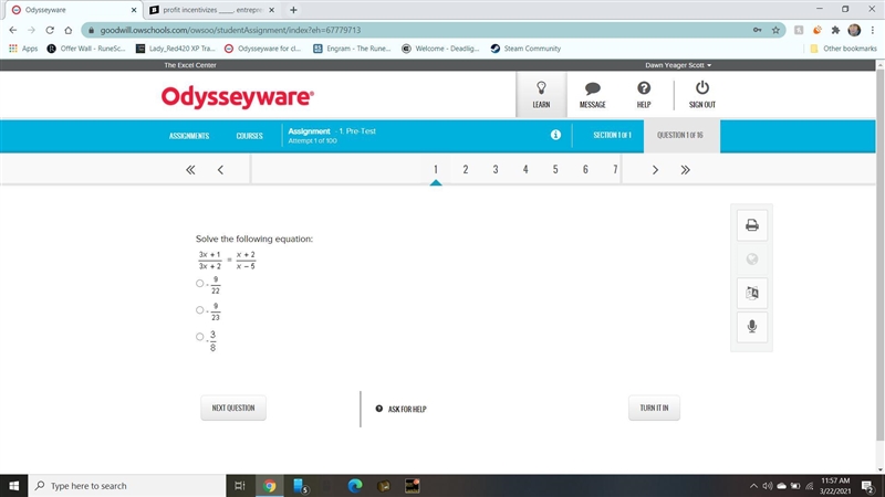 3x+1/3x+2=x+2/x-5 please help if you can thank you.-example-1