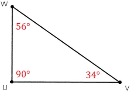 The side adjacent to ∠W is … Question 1 options: side 34 side WU side 90 side VW-example-1