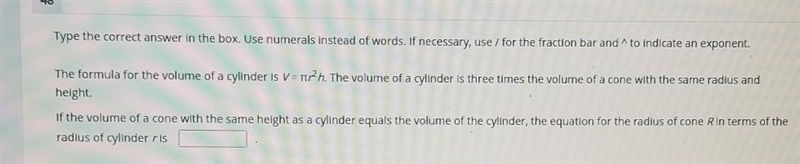 If the volume of a cone with the same height as a cylinder equals the volume of the-example-1