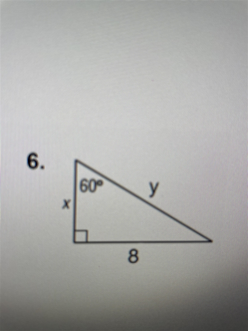 Find the value for x and y for the triangle. Show work.-example-1