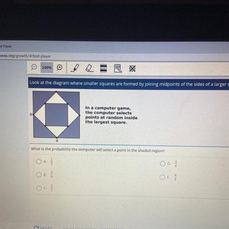 What is the probability the computer will select the point in the shaded region ?-example-1