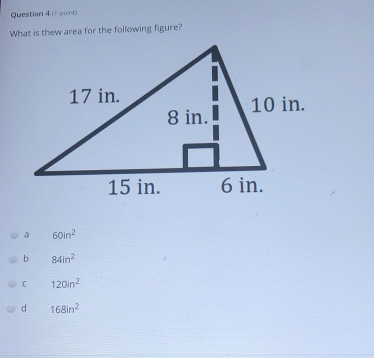 Which one 60in 84in 120in 168in-example-1