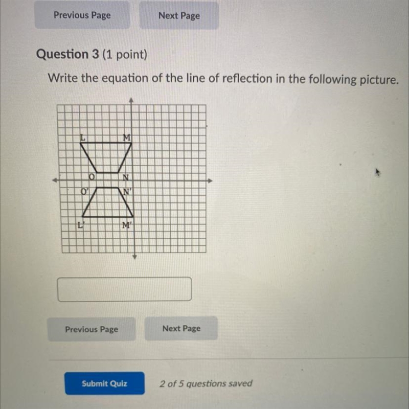 Write the equation of the line of reflection in the following picture-example-1