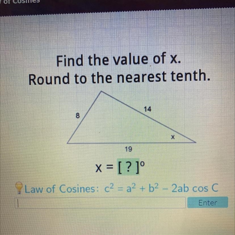 Please help me I’ve been stuck on this since 9:00 am Find the value of x. Round to-example-1