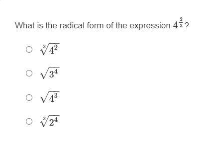 50 POINTS!!!!!! PLEASE HELP FAST What is the radical form of the expression 423?-example-1